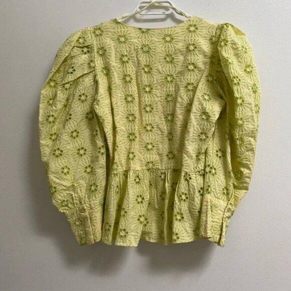 Zara Openwork Embroidered Eyelet Puff Sleeve Top XS - Picture 7 of 10